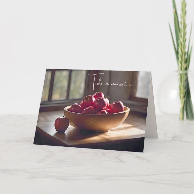 Cartão Maçãs Vermelhas Na Bolsa De Madeira (Frente)