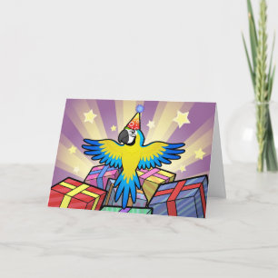 Cartão Macaw/papagaio do aniversário