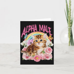 Cartão Macho Alfa Gato Engraçado Arco-íris Floral Mulhere