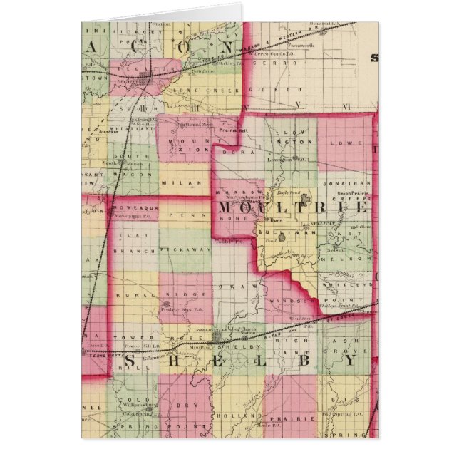 Cartão Macon, Moultrie, condados Shelby (Frente)