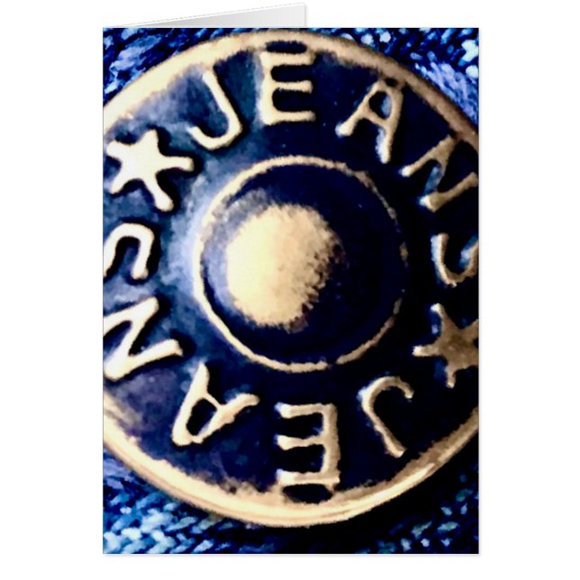 Cartão Macro de um botão de jeans de bronze (Frente)
