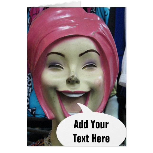Cartão Mad Laughing Mannequin ~ Uncanny Valley Girl (Frente)