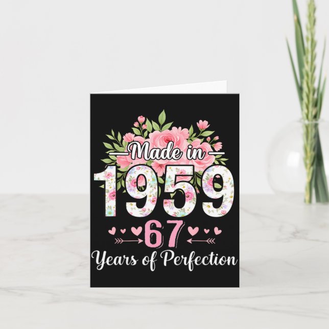 Cartão Made In 1959 Floral 67th Birthday Women 67 Years O (Frente)