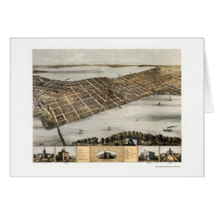 Cartão Madison, mapa panorâmico dos WI - 1867