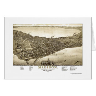 Cartão Madison, mapa panorâmico dos WI - 1885b