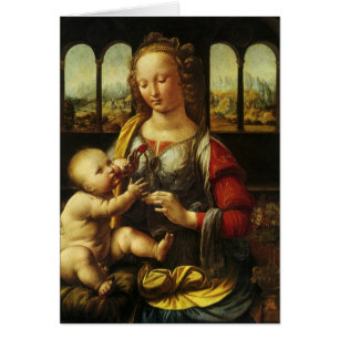 Cartão Madona do Cravo de Leonardo da Vinci