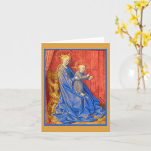 Cartão Madona e Menino Entronizados Jean Fouquet Feriado 