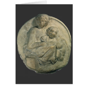 Cartão Madona e Menino, Tondo Pitti por Michelangelo