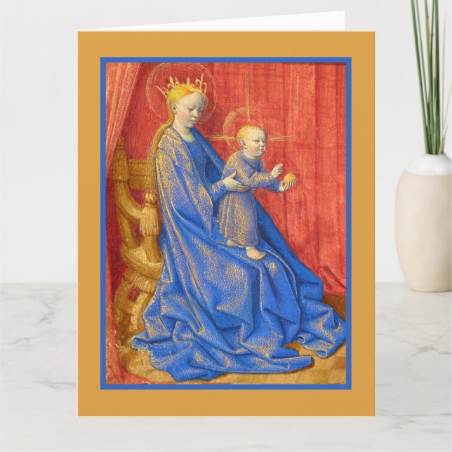 Cartão Madonna and Child Enthroned Jean Fouquet Holiday  (Frente)