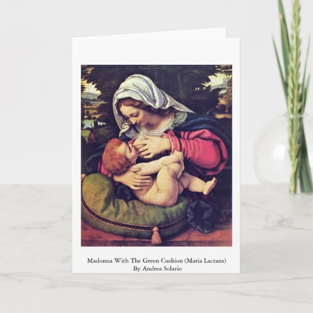 Cartão Madonna com o coxim verde (Frente)