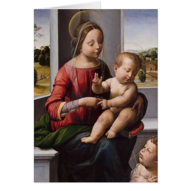 Cartão Madonna & criança com John The Baptist (Frente)