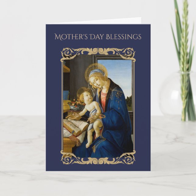 Cartão Madonna do livro por Botticelli religioso (Frente)
