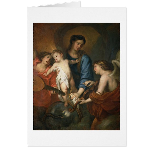 Cartão Madonna e criança com anjos (Frente)