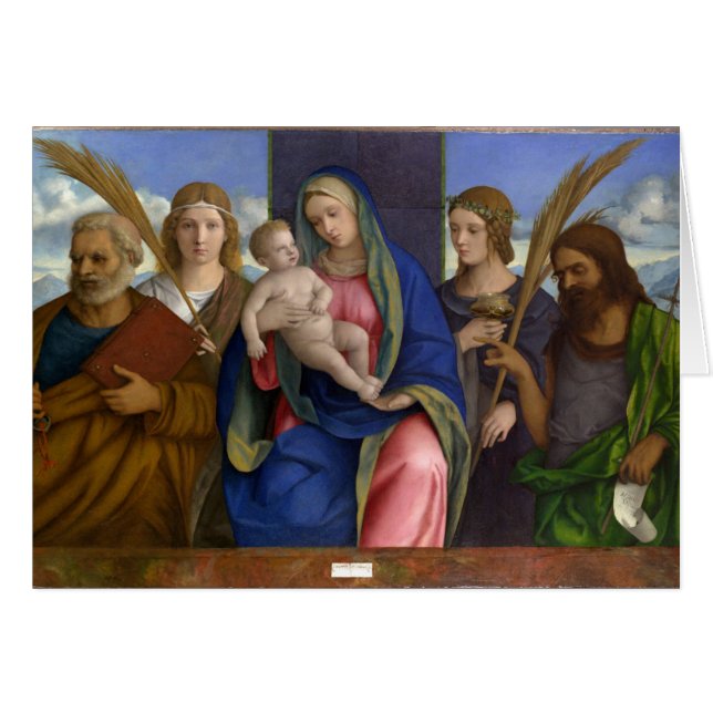 Cartão Madonna e criança com santos (Frente Horizontal)