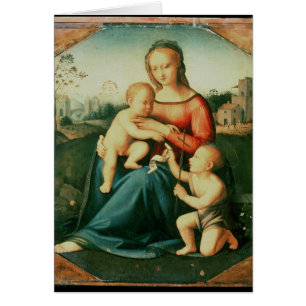 Cartão Madonna e criança com St John o baptista