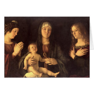 Cartão Madonna e criança com St Mary Magdalene e St.
