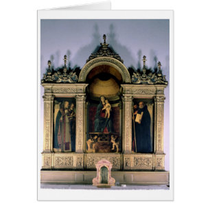Cartão Madonna e Criança e Santos (altórica triptych)