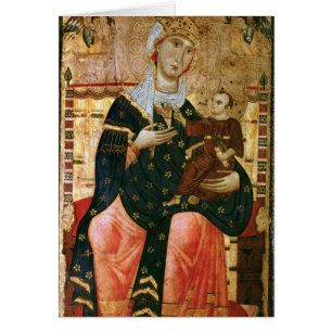 Cartão Madonna e criança Enthroned, c.1260