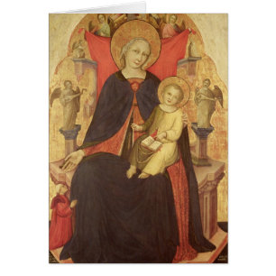 Cartão Madonna e criança Enthroned com Vulciano