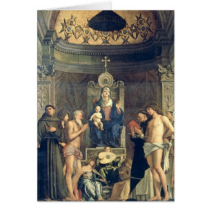 Cartão Madonna e criança Enthroned entre SS. Francis, J