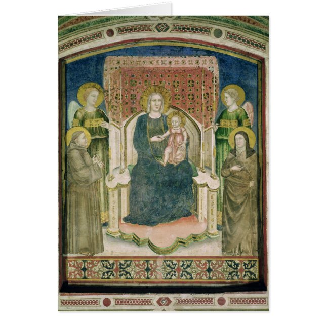 Cartão Madonna Enthroned com o St Francis de Assisi (Frente)