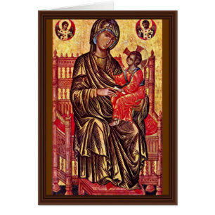 Cartão Madonna Enthroned por Italo-Byzantinischer Maler