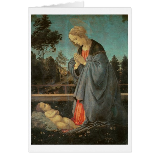 Cartão Madonna que adora a criança, c.1477-80 (óleo em p (Frente)