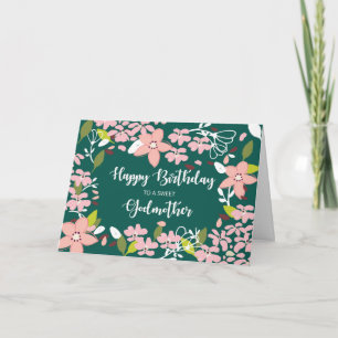 Cartão Madrasta Birthday Green Flowers
