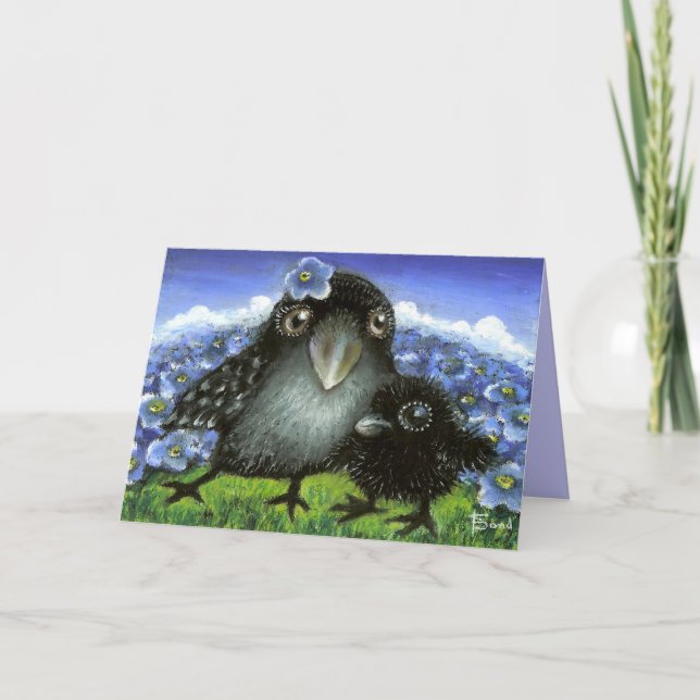 Cartão Madre e bebê raven (Frente)