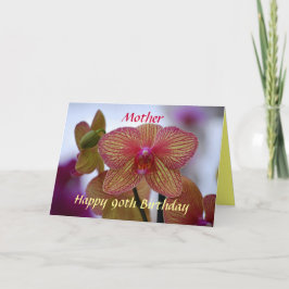 Cartão Madre Feliz Orquídea de 90 de Aniversário com Bris