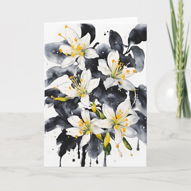 Cartão Madressilva - Flores em aquarela (Frente)