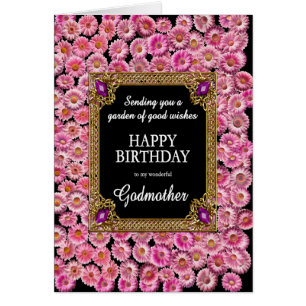 Cartão Madrinha Birthday Pink Daisies