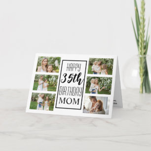 Cartão Mãe 35º Aniversário Colagem de Fotos Preta Branca