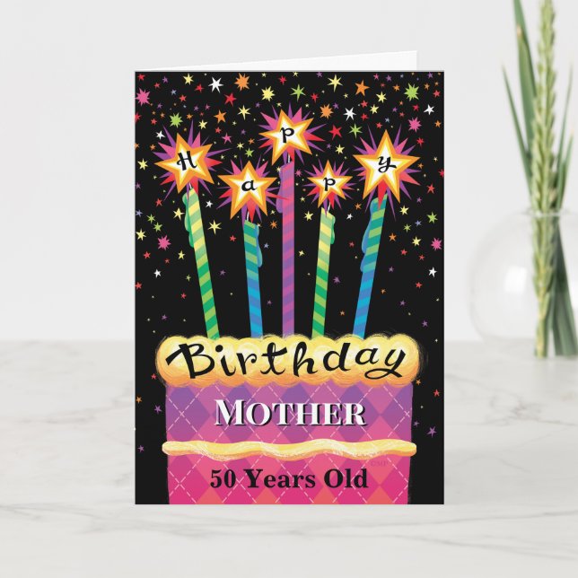 Cartão Mãe 50º Bolo de Aniversário (Frente)