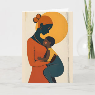 Cartão Mãe Afro-Americana e Criança no Dia das Mães