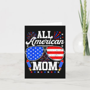 Cartão Mãe americana óculos de sol 4 de julho família