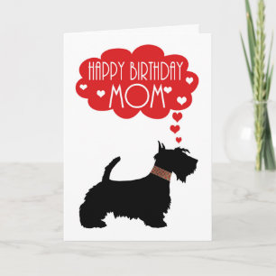Cartão Mãe Aniversário Com Silhouette Scottish Terrier
