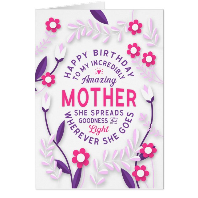 Cartão Mãe Aniversário Minha Mãe Incrivelmente Incrível (Frente)