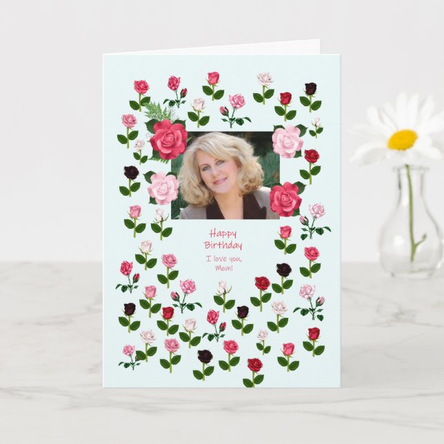 Cartão Mãe, aniversário, Rosas (Planta pequena)