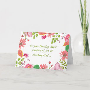 Cartão Mãe Aquarela Flores Religiosas Aniversário