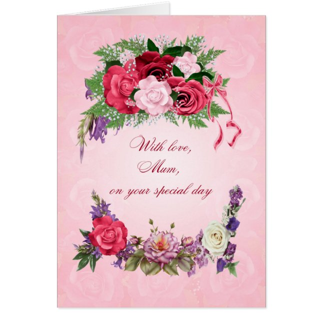 Cartão Mãe Birthday - Rosas maravilhosas (Frente)