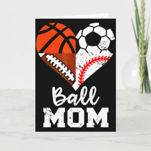Cartão Mãe Bola Coração Engraçado Futebol Basquete Beiseb