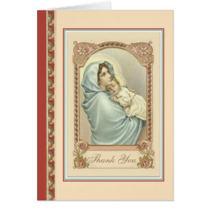 Cartão Mãe Católica Maria Bebê Jesus Obrigado