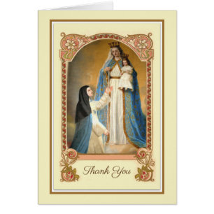 Cartão Mãe Católica Mary Condolências Obrigado