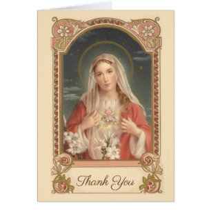 Cartão Mãe Católica Mary Condolências Obrigado