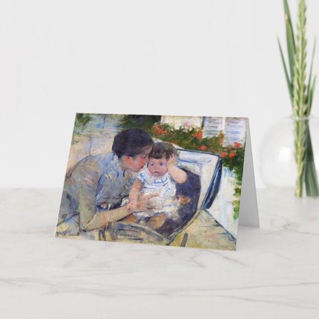 Cartão Mãe confortando o bebê, Mary Cassatt (Frente)