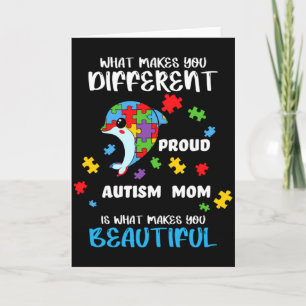 Cartão Mãe Consciente do Autismo Mãe Orgulhosa Menino Aut