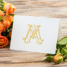 Cartão MÃE COR EDITÁVEL Monograma AM Monograma Notecard