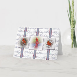 Cartão MÃE de Aniversário, Cardeais Vermelhos, Aves, Natu