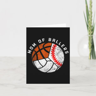 Cartão Mãe de Atletas Engraçado Beisebol Volei Basquete